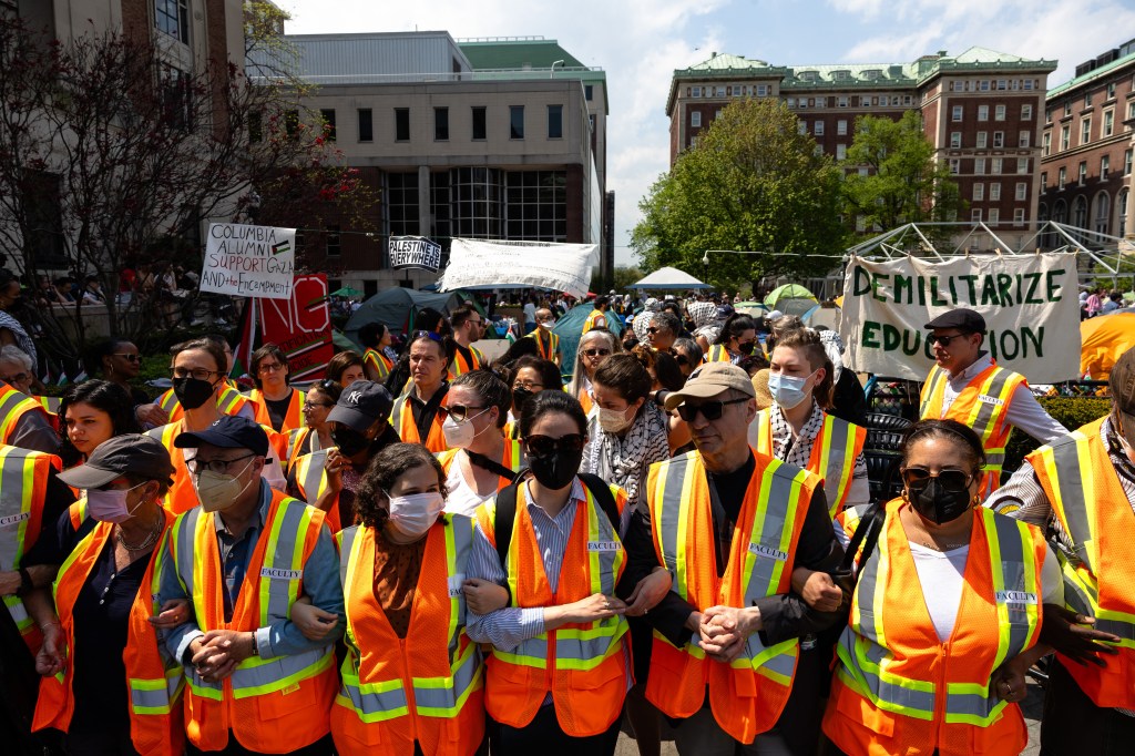 Faculty at the Columbia encampment