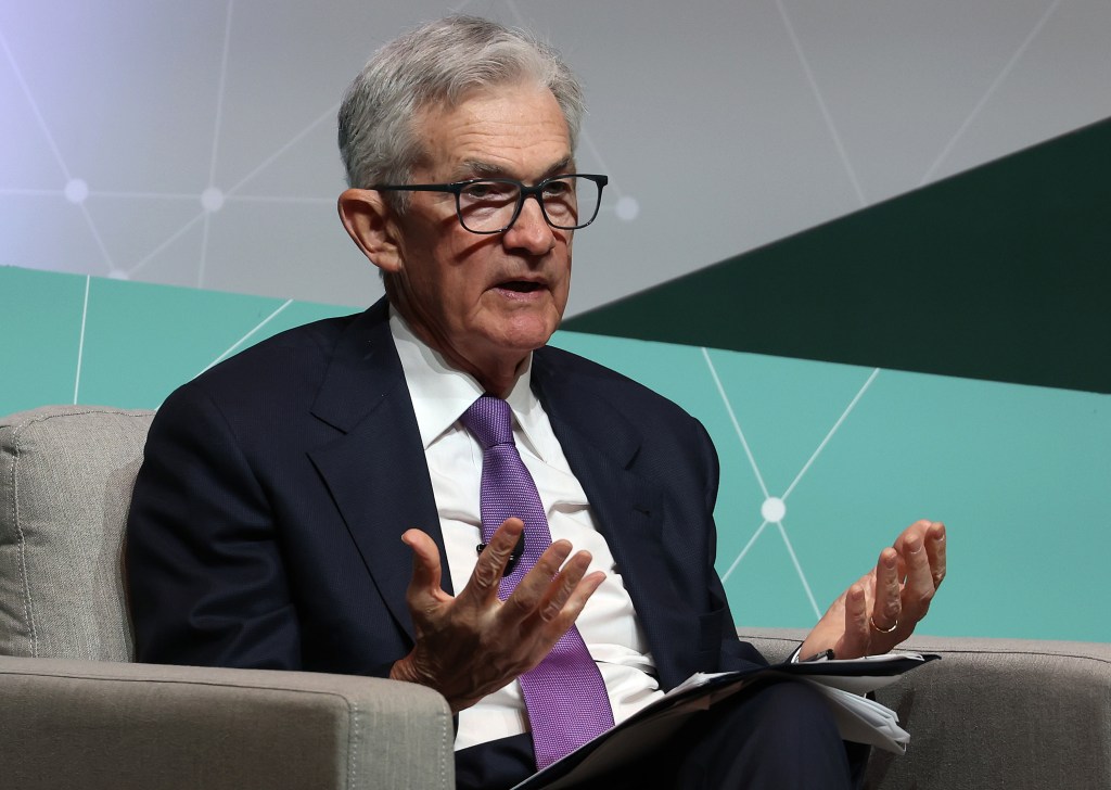 Federal Reserve Bank Chair, Jerome Powell, delivering a speech at the Stanford Business, Government and Society Forum at Stanford University on April 03, 2024