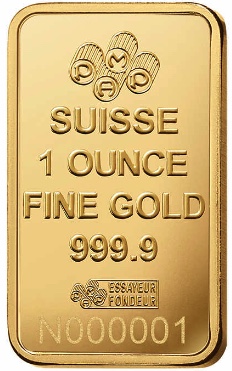 Close-up view of a 1 oz PAMP Suisse Lady Fortuna Gold Bar in protective CertiPAMP packaging, verified by Veriscan and certified Carbon Neutral, available at Costco with proof of authenticity and serial number.