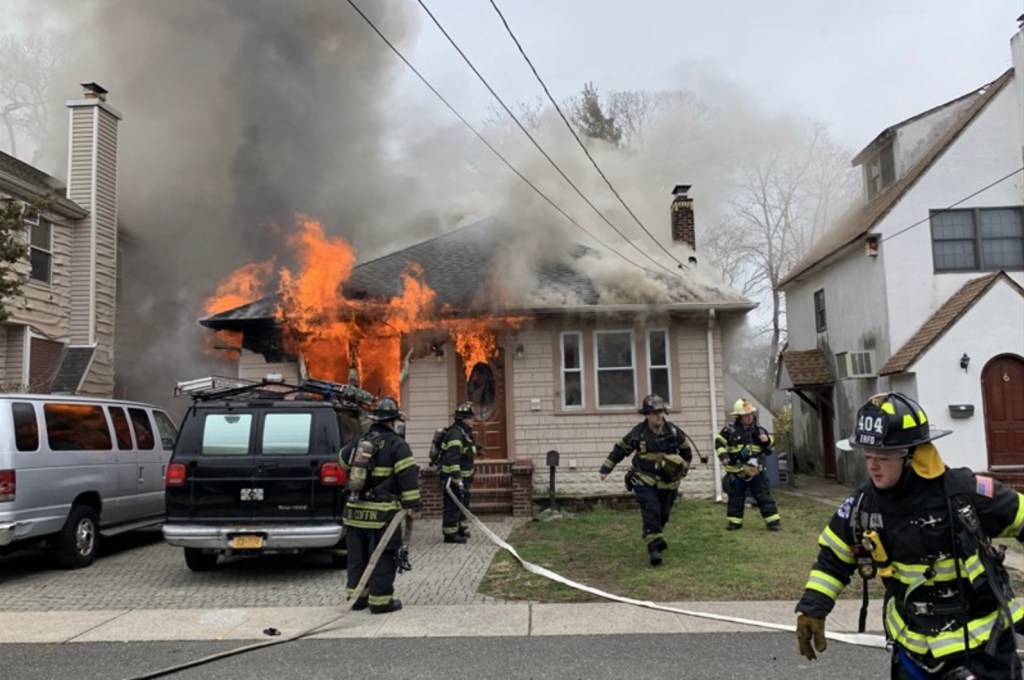 Firefighters seen on March 20, 2020 attempting to blow out the fumes of the home. 