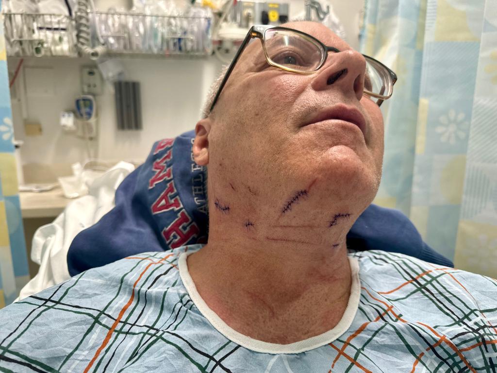 The New Jersey husband and dad of three adult kids will now spend his 66th birthday on Tuesday in the hospital recovering. 