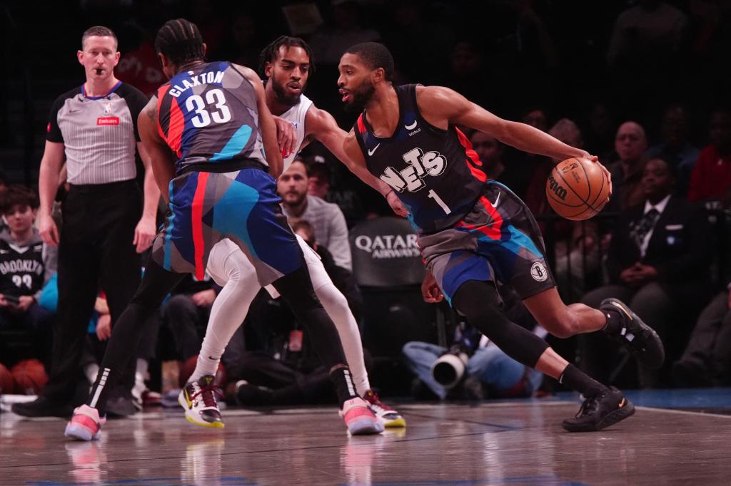 Mikal Bridges, who scored 13 points, looks to make a moved during the Nets' victory.