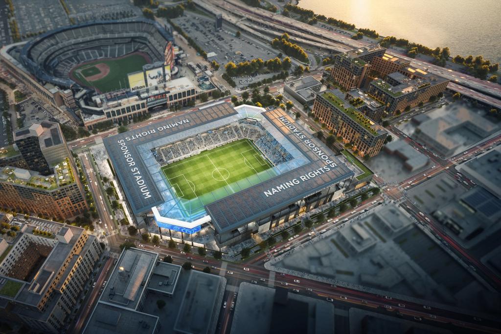 Rendering of the Willets Point redevelopment plan includes a 25,000-seat soccer-specific stadium that will be home to the New York City Football Club.