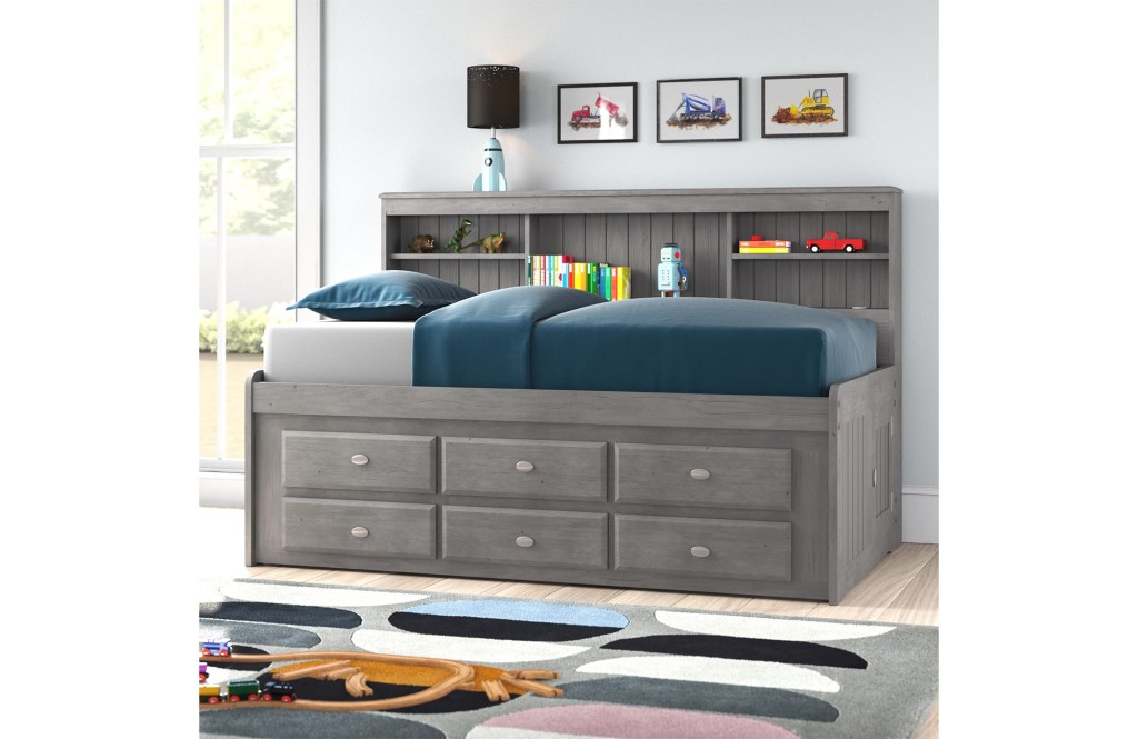 Beckford 6 Drawer Solid Wood Bed with Bookcase
