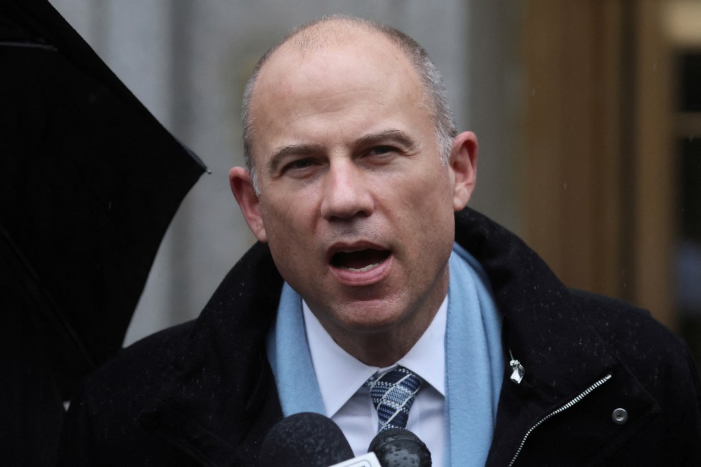 Former attorney Michael Avenatti speaking to the press outside the United States Courthouse in Manhattan, New York after his guilty verdict