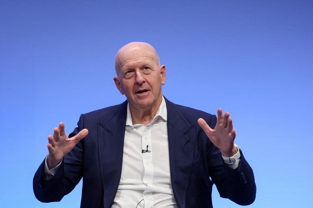 Goldman Sachs CEO David Solomon speaking at the analyst impact fund competition at Goldman Sachs Headquarters in New York City