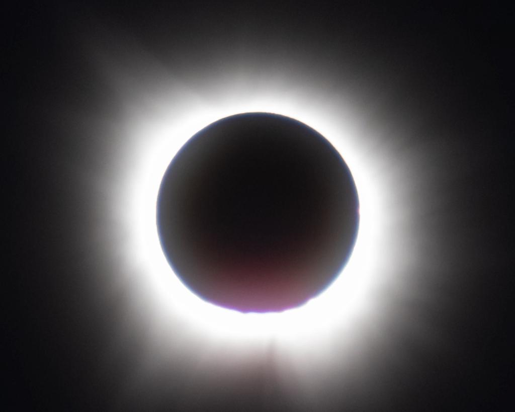 The moon obscuring the sun during a total solar eclipse in Round Rock near Austin, Texas.