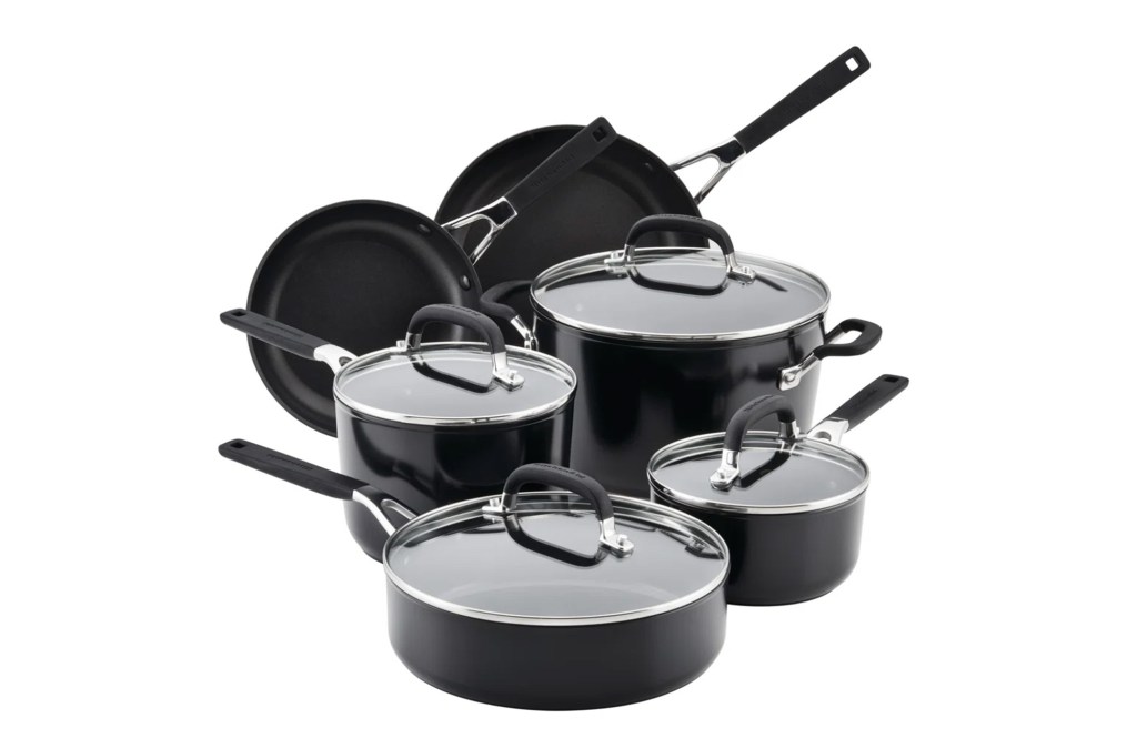 Kitchenaid 10 Piece Hard Anodized Nonstick Pots snd Pans Cookware Set