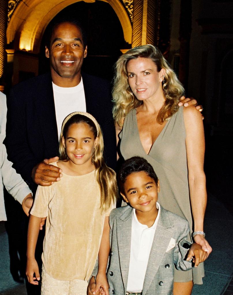 O.J. Simpson, Nicole Simpson, and their children, Sydney and Justin, at the 'Naked Gun 33 1/3' premiere in Los Angeles, March 16, 1994