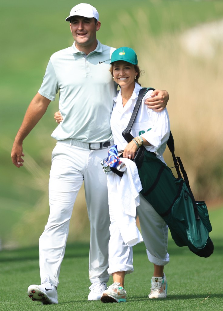 Scottie Scheffler with wife Meredith at the 2022 Masters.