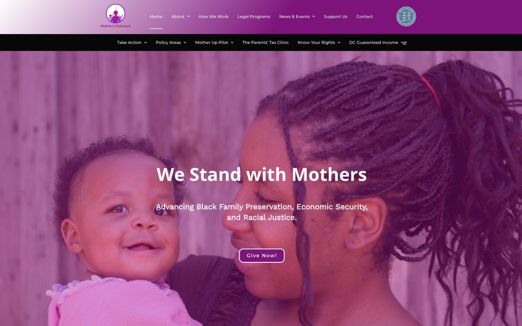 The homepage for the Mother's Outreach Network website.