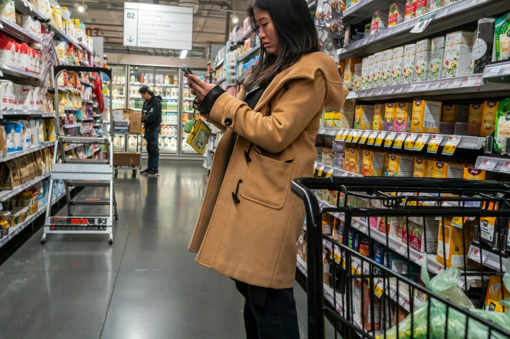 Shopper at supermarket