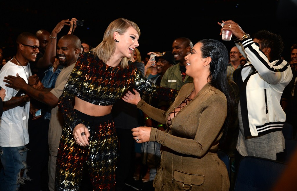 Taylor Swift and Kim Kardashian at the 2025 MTV Video Music Awards in L.A.