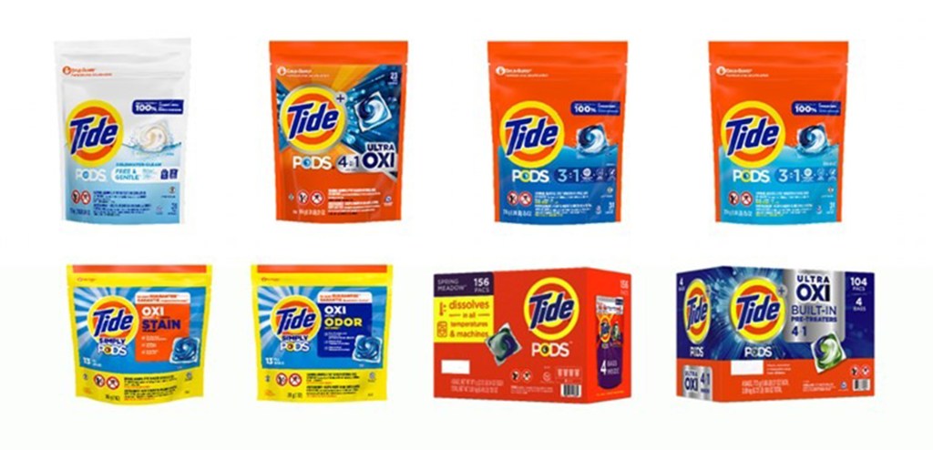 Several varieties of Tide pods were recalled recently.