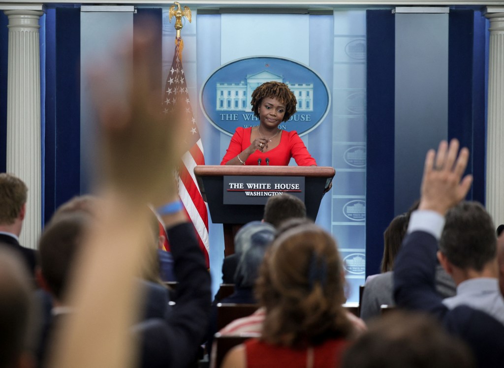 U.S. Press Secretary Karine Jean-Pierre holds the daily press briefing at the White House in Washington, U.S., June 16, 2022