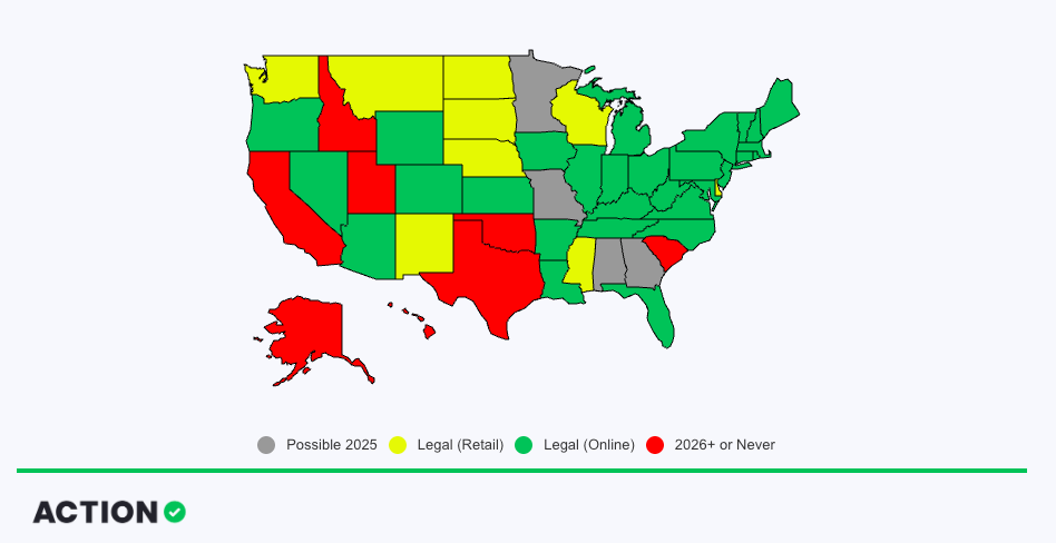 legal sports betting map