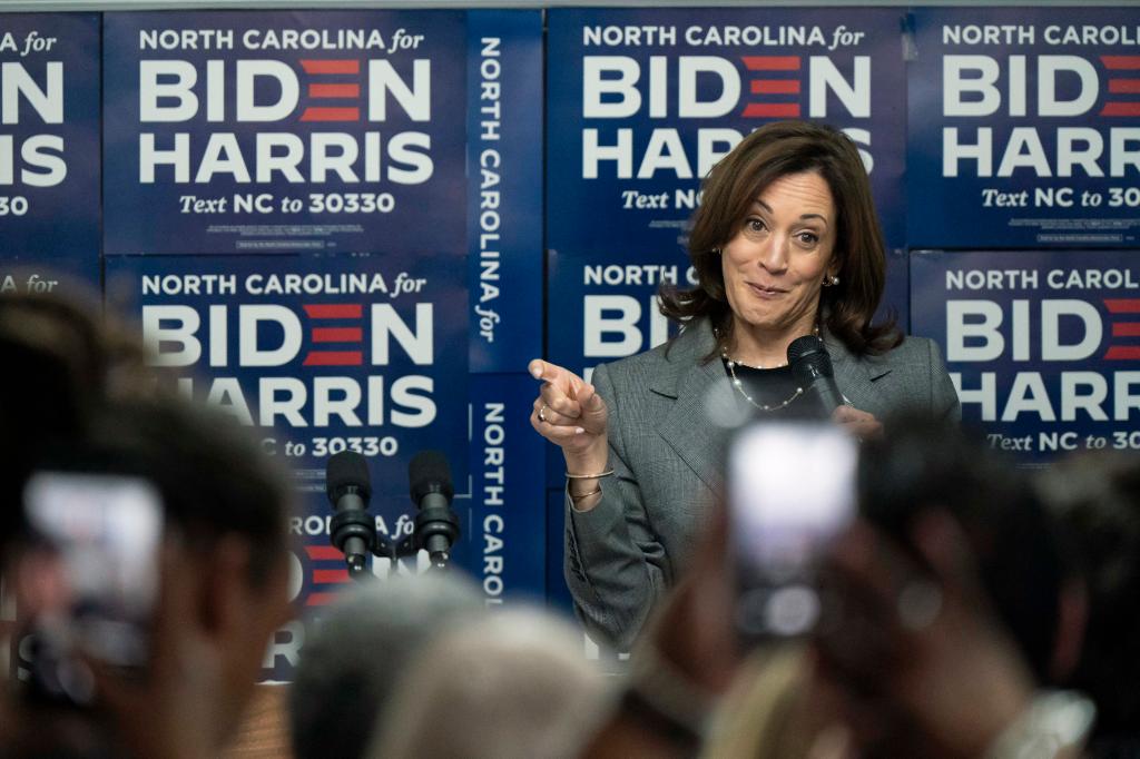 Vice President Kamala Harris speaks at a campaign event on April 4, 2024, in Charlotte, North Carolina. 