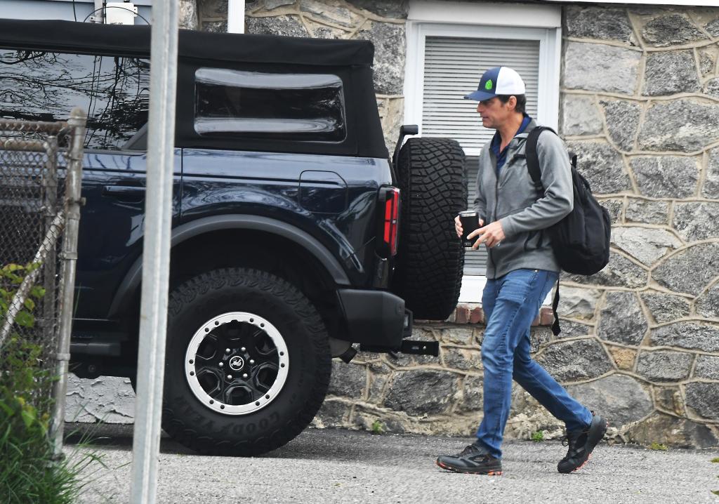 Former ABC News weatherman Rob Marciano was spotted outside his Westchester home on Thursday.