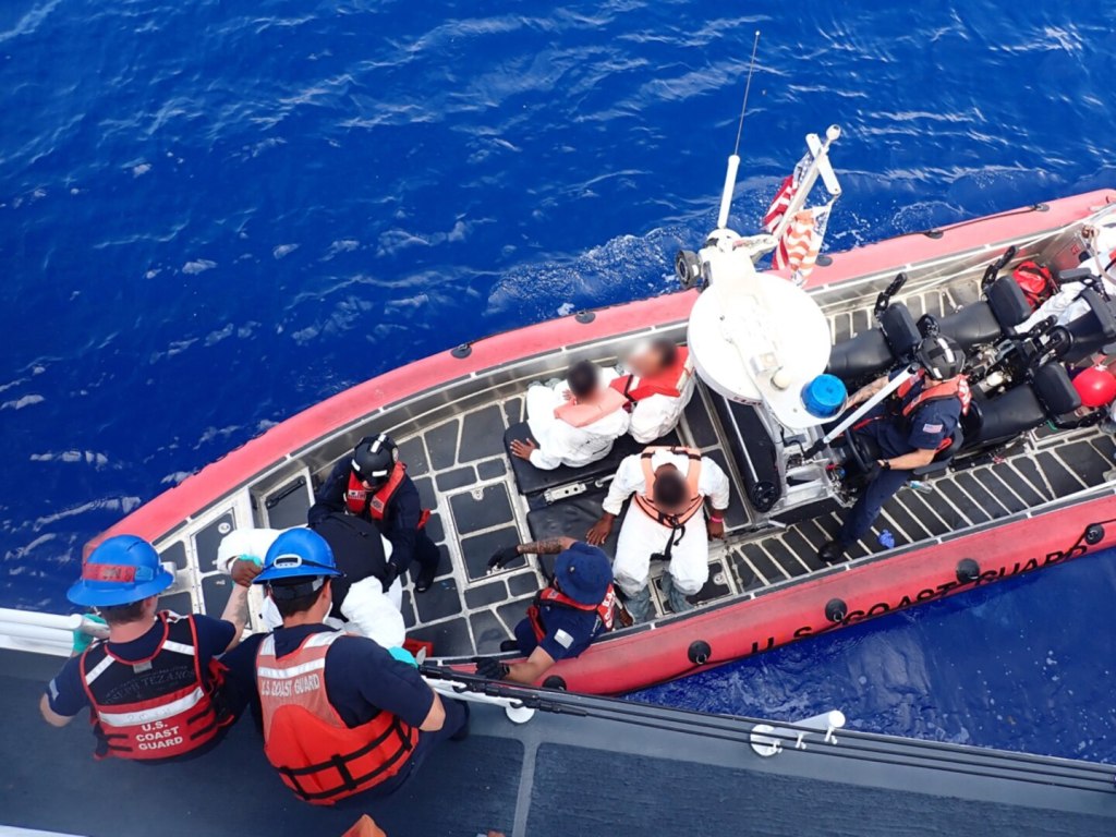 Migrants intercepted by the US Coast Guard.