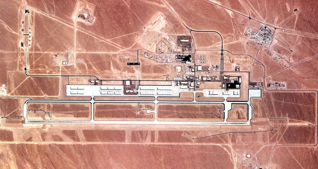 A satellite image of Tonopah Test Range Airport during 1990.