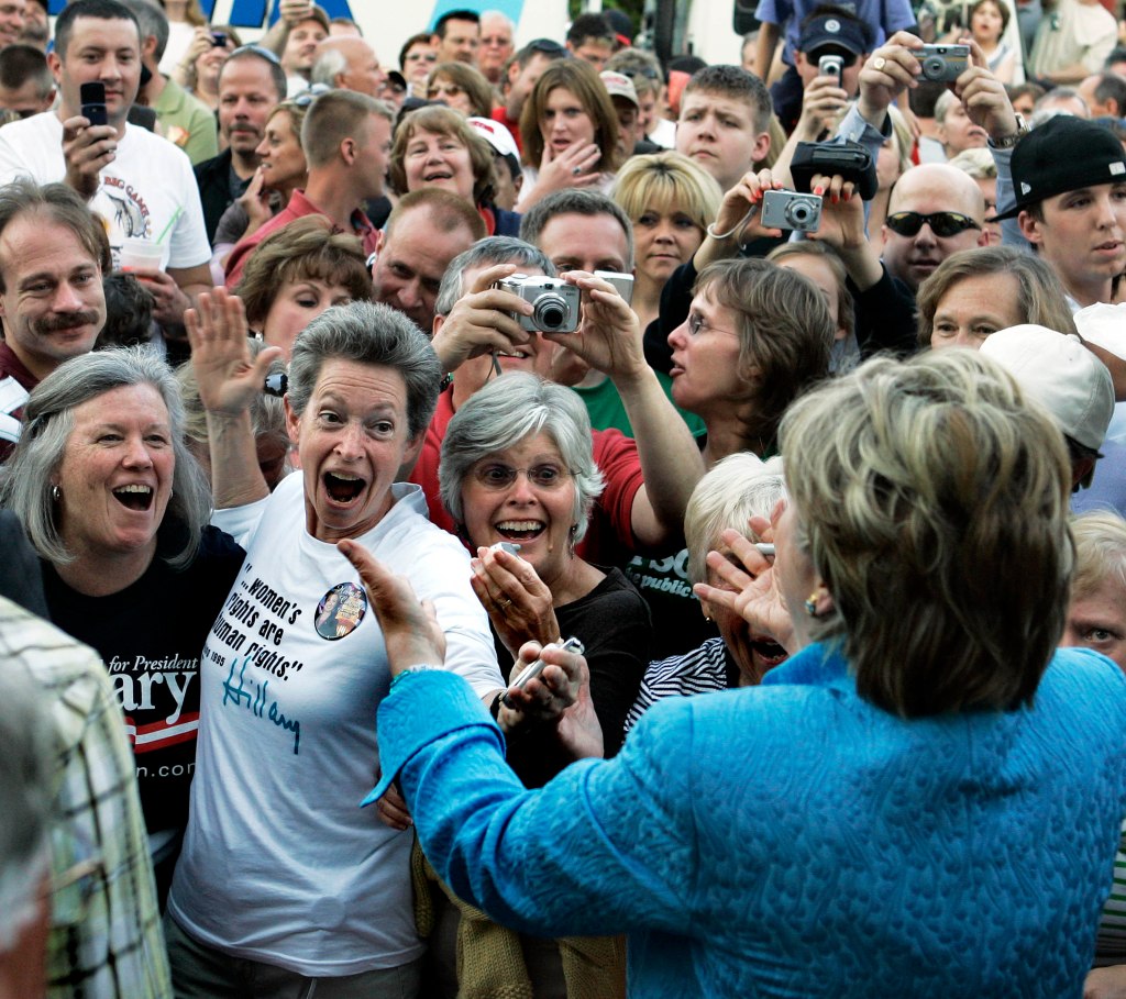 Hillary Clinton greets enthusiastic women in Kentucky.