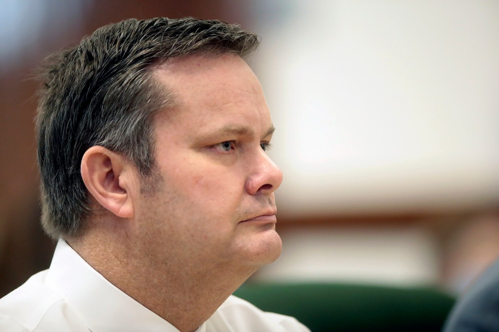 Chad Daybell sits during a court hearing, Aug. 4, 2020, in St. Anthony, Idaho.