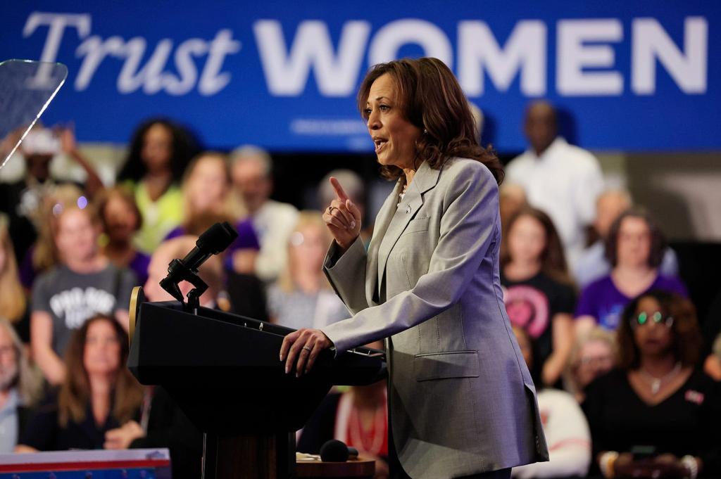 Vice President Kamala Harris speaks Wednesday, May 1, 2024 at the Prime Osborn Convention Center in Jacksonville, Fla.