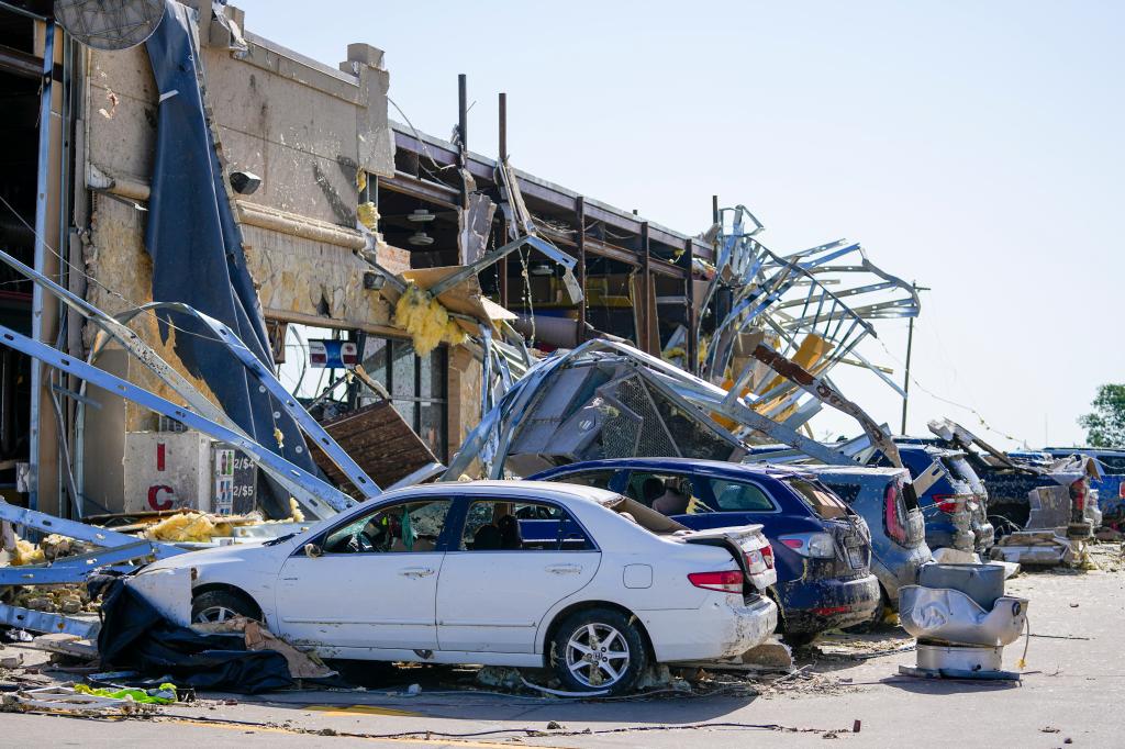 A truck stop that was destroyed by a tornado in Valley View, Texas on May 26, 2024.