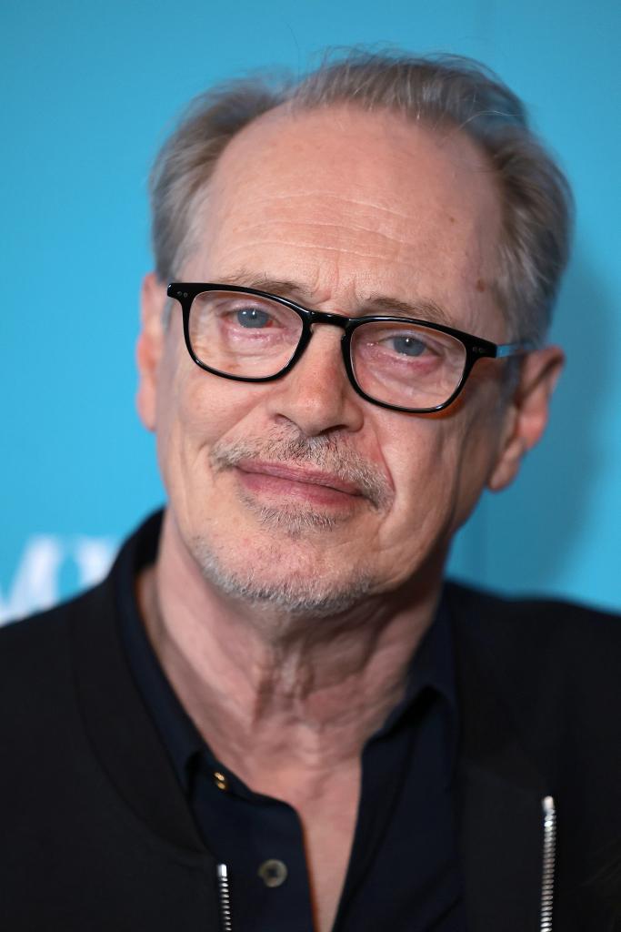 Steve Buscemi wearing glasses and a black shirt at the 'Problemista' New York Screening on February 27, 2024 at Village East Cinema