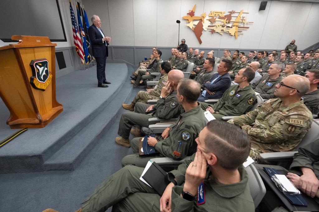 Air Force Secretary Frank Kendal addresses the future role of Artificial Intelligence in air combat at USAF Test Pilot School