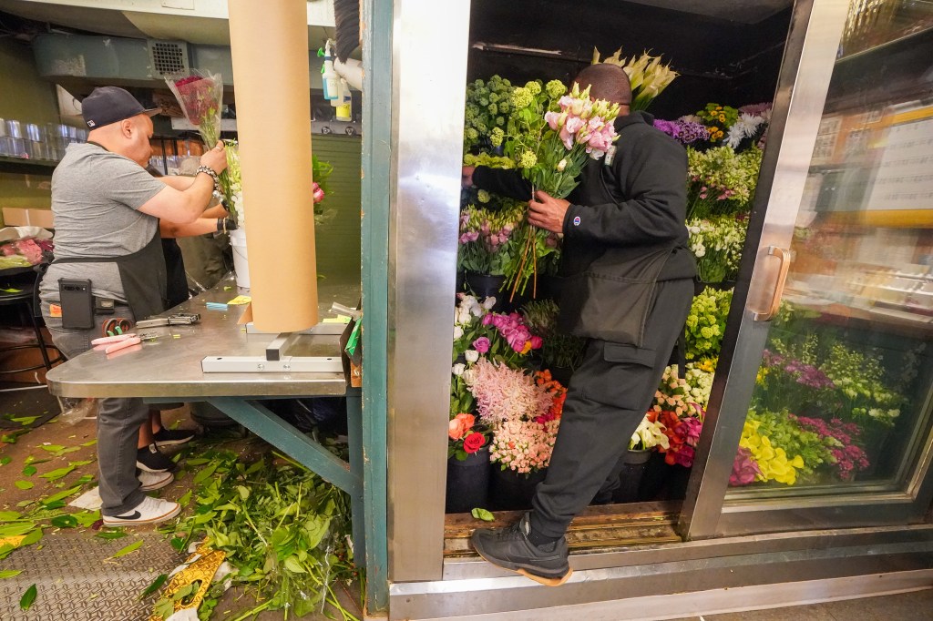 Workers at the florist. 