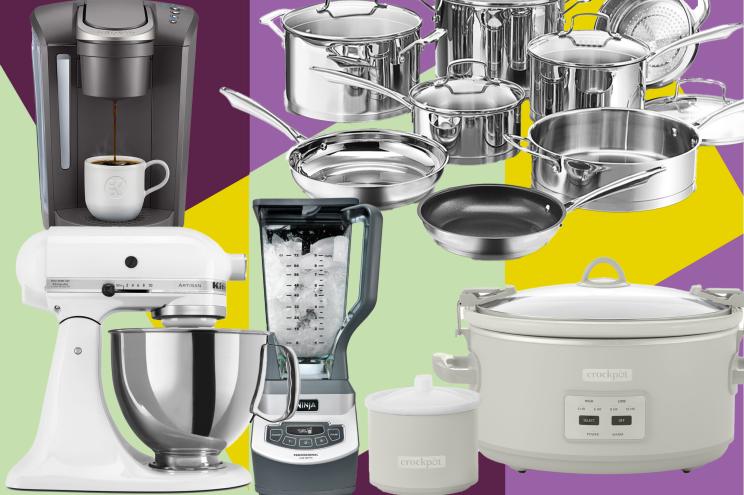 A collage of various kitchen appliances from Wayfair's Way Day event