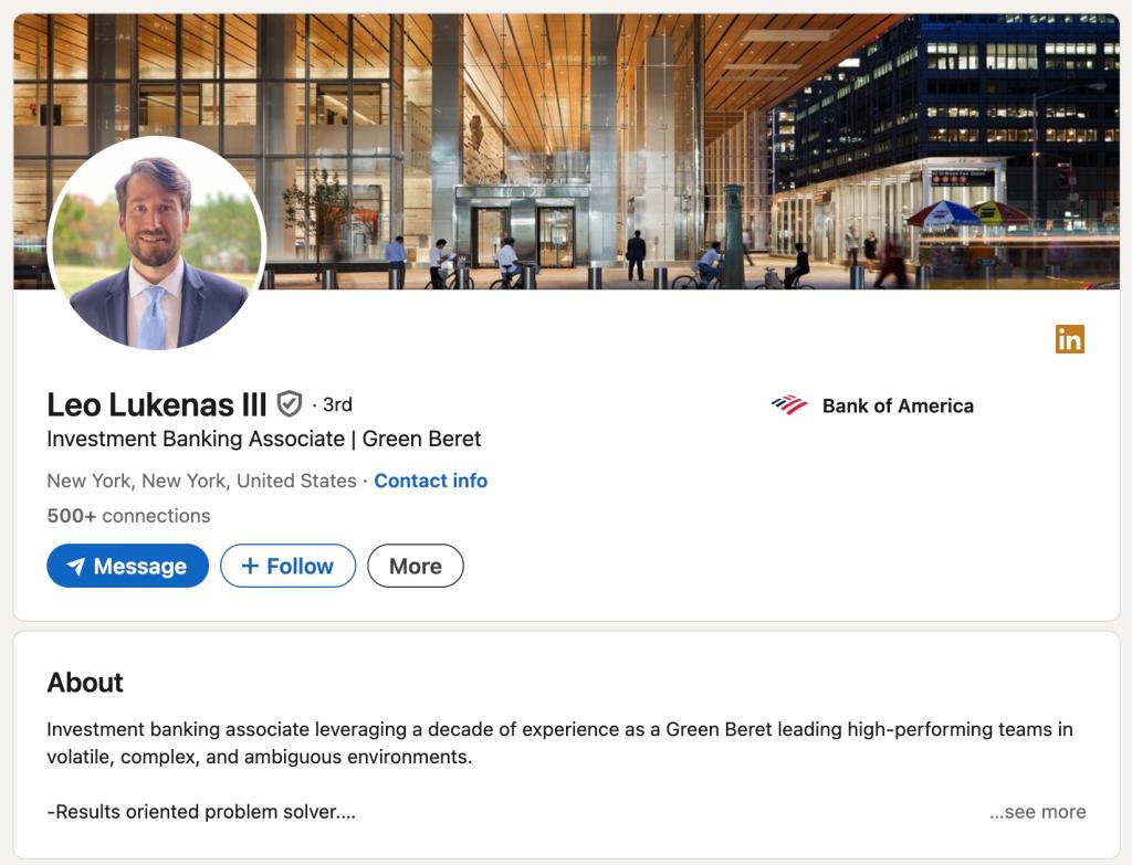 Lukenas was reportedly looking for another job due to the grueling, 100-hour weeks that he was forced to put in at Bank of America.