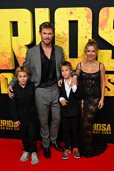 Chris Hemsworth and Elsa Pataky with their twin sons, Sasha and Tristan.