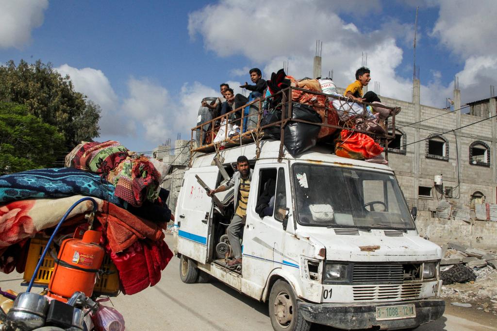 Palestinians fleeing Rafah during the Israeli offensive on May 12, 2024. 