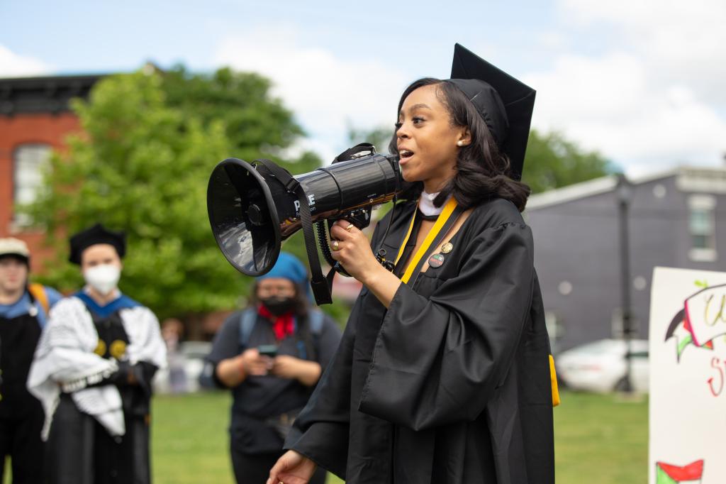 Graduating political-science student Arrington Evans