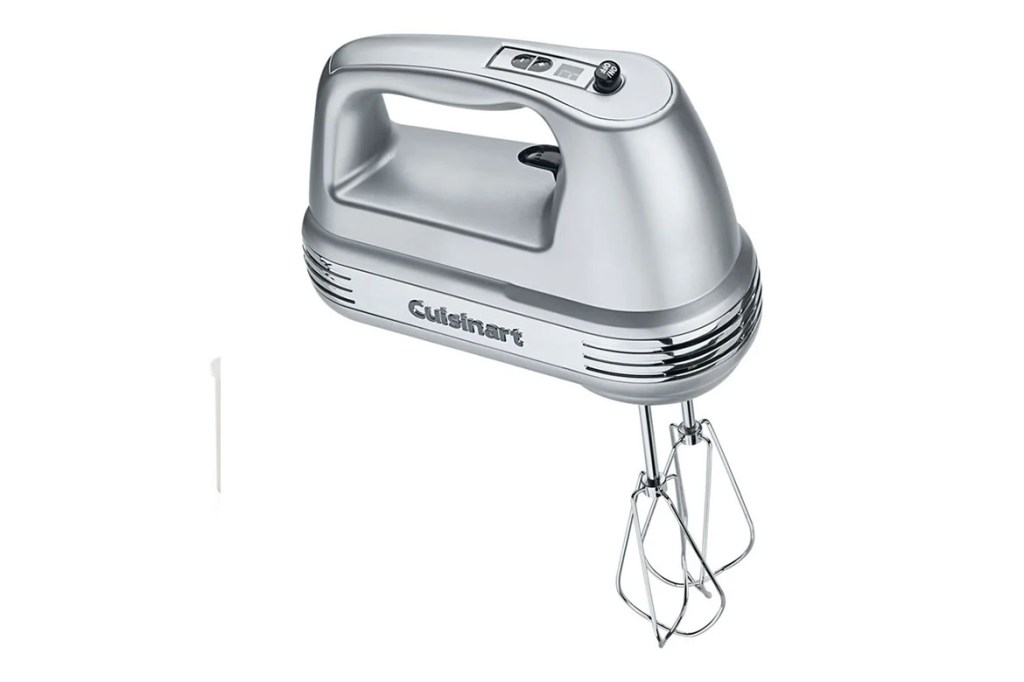 Silver hand mixer with a handle