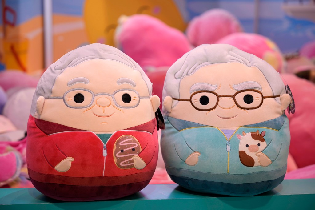 Charlie Munger and Warren Buffett Squishmallows on display at the 2024 Berkshire Hathaway Annual Shareholders Festival.