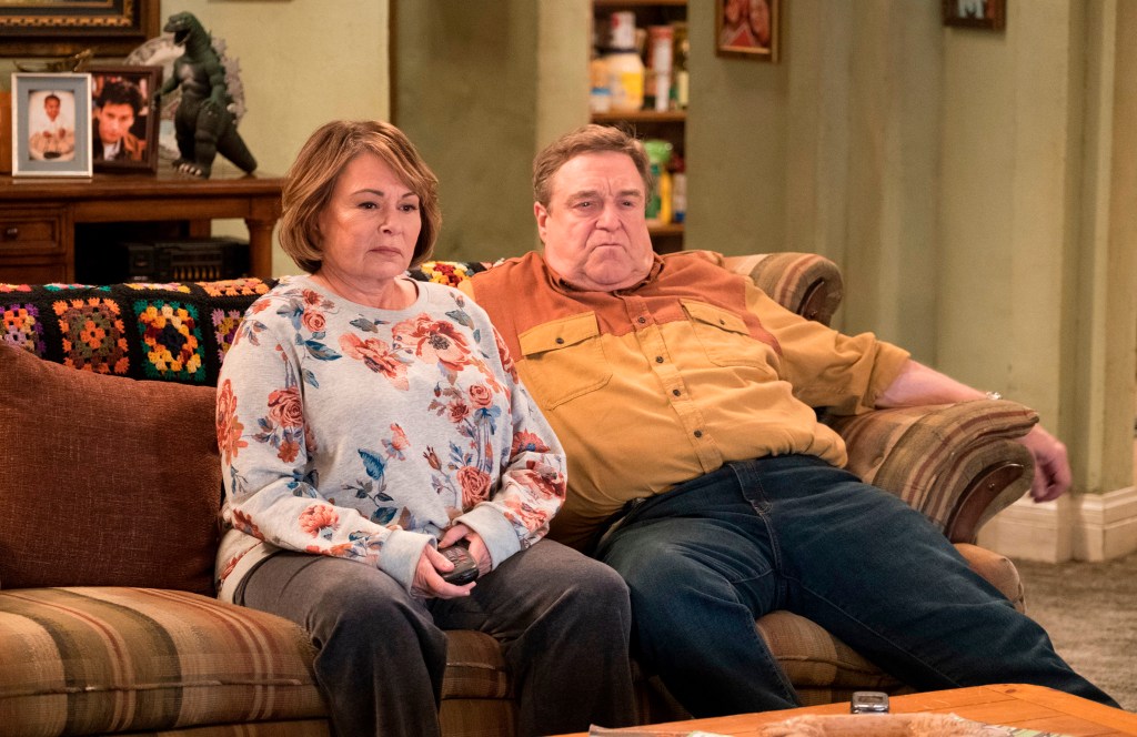 Roseanne Barr and John Goodman in "Roseanne." 