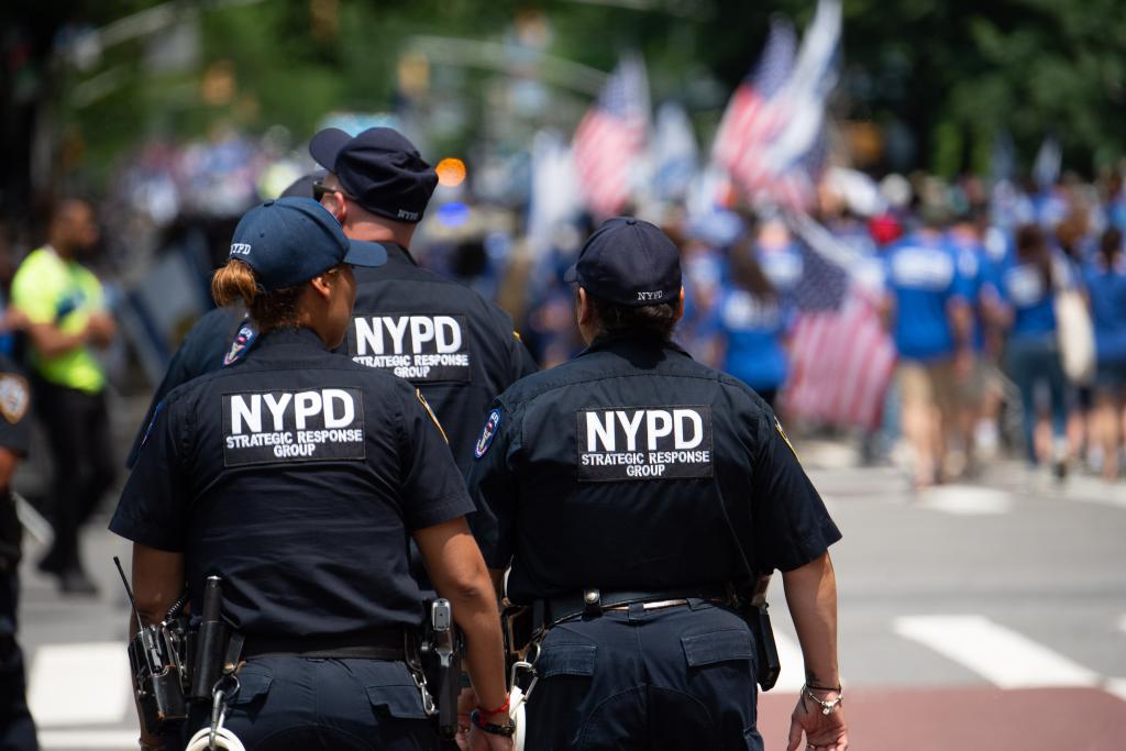 Police at the Salute to Israel parade. 