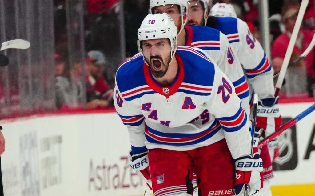 Chris Kreider's hat trick pushed the Rangers past the Hurricanes in the semifinals.