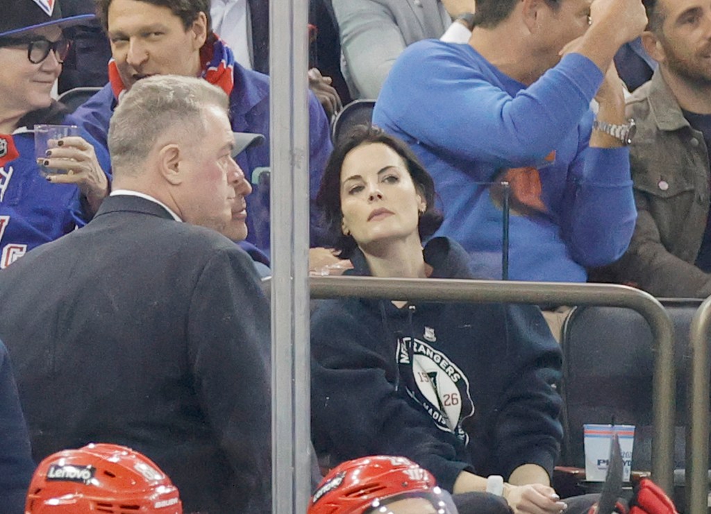 Actress Jaimie Alexander in her seat in the first period.