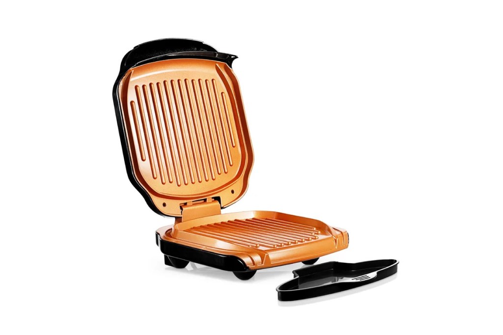 Orange and black electric grill