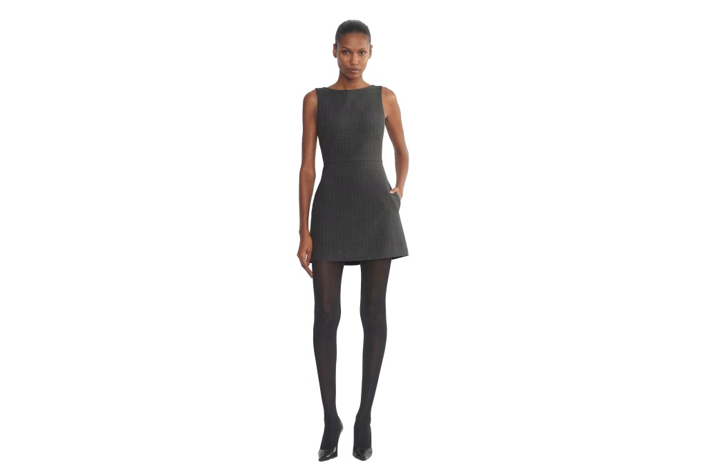 woman in a gray dress