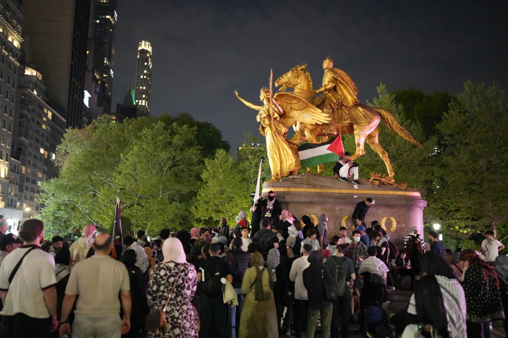 Anarchists desecrated the WWI 107th Infantry Memorial, torched the US flag and vandalized a Civil War Gen. William Tecumseh Sherman monument in Grand Army Plaza.