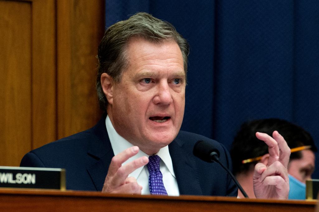 Representative Mike Turner (R-OH) questions witnesses during a House Armed Services Committee hearing in the Rayburn House Office Building in Washington, U.S., September 29, 2021.