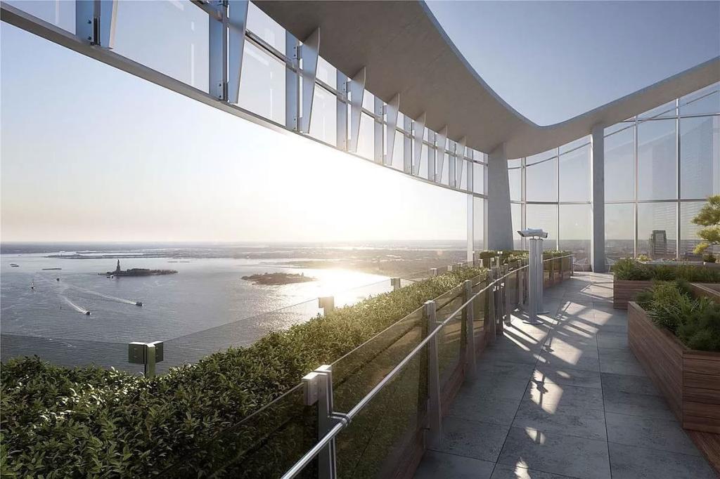 The expansive terrace overlooking the Hudson river. 