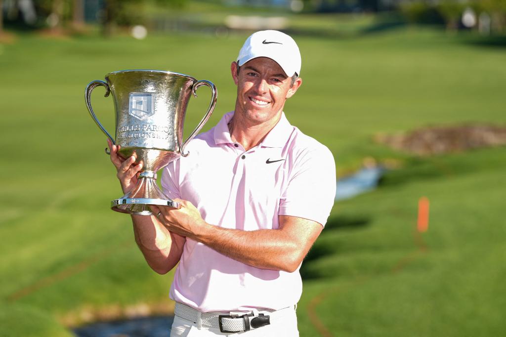 Rory McIlroy following his Wells Fargo Championship win on May 12, 2024.