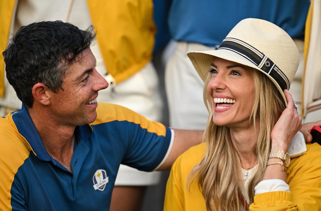 Rory McIlroy and his wife Erica on the final day of the Ryder Cup on Oct. 1, 2023.