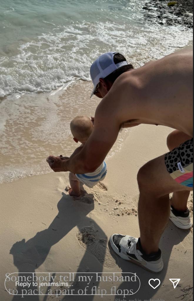 Brooks Koepka is seen with son Crew.